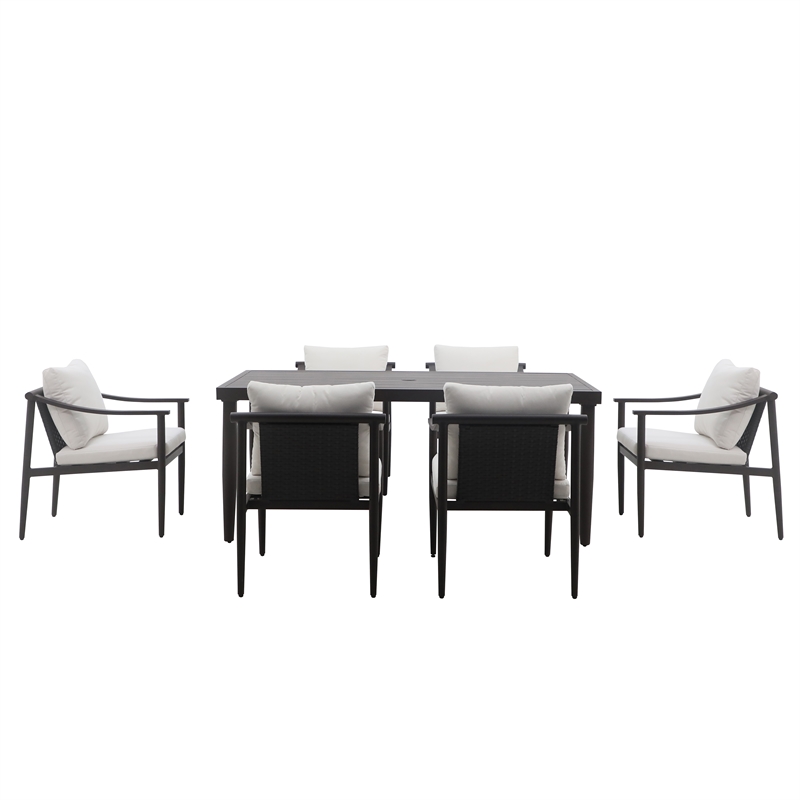 New Classic Furniture Moana 7-Piece Aluminum Patio Dining Set in Brown/Ivory
