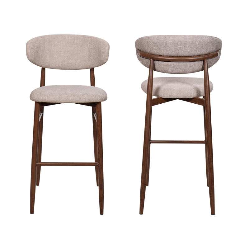 New Classic Furniture Royce Metal/Fabric Bar Chair in Toast Brown (Set of 2)