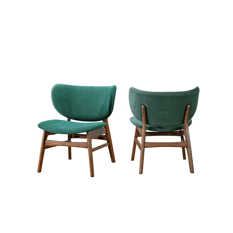 New Classic Furniture Adler 2-Piece Wood and Fabric Lounge Chair in Green