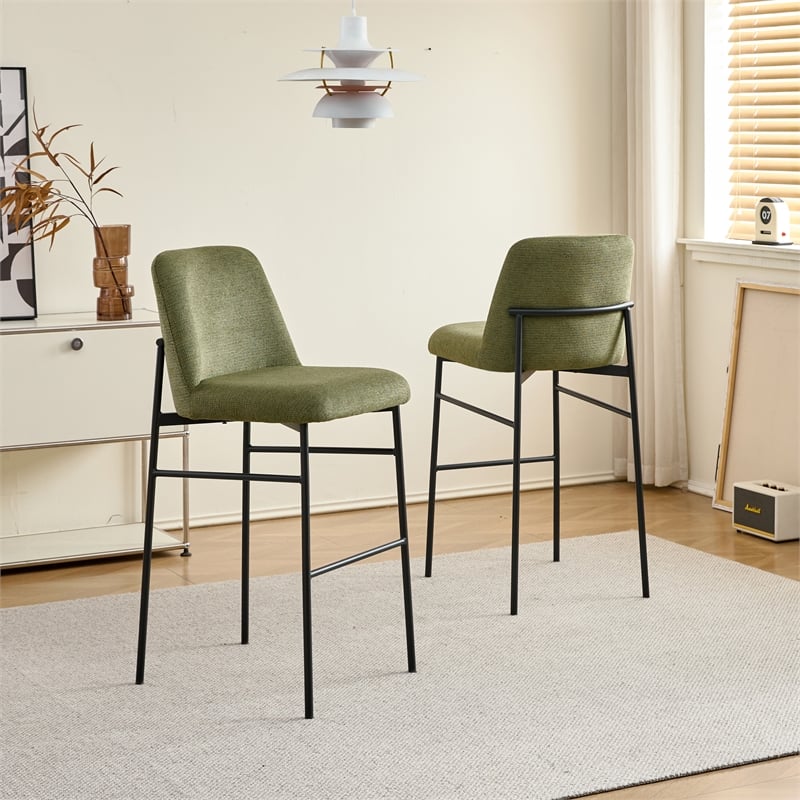 New Classic Furniture Erik Metal and Fabric Bar Chair in Green (Set of 2)