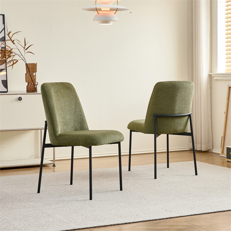 New Classic Furniture Erik Metal and Fabric Side Chair in Green (Set of 2)