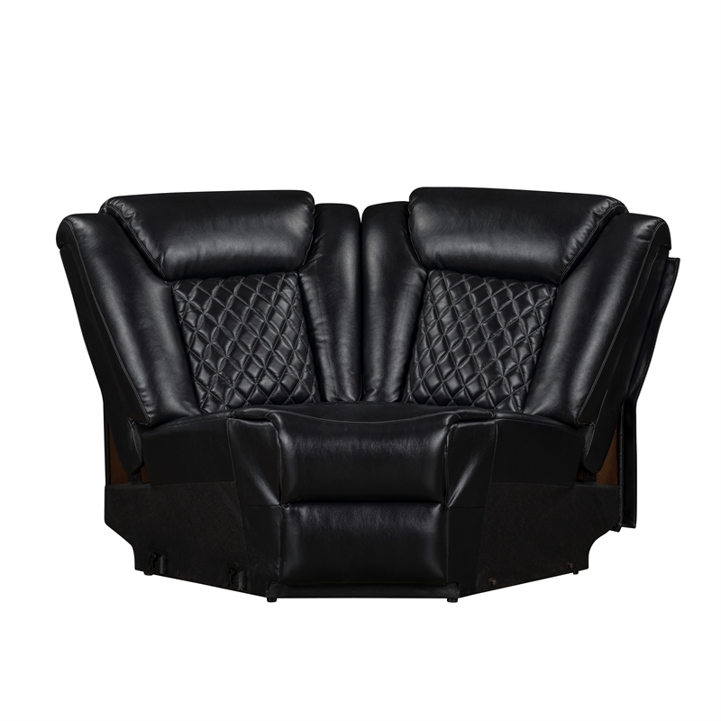 New Classic Furniture Orion II 3-Pc Faux Leather Power Sectional in Black