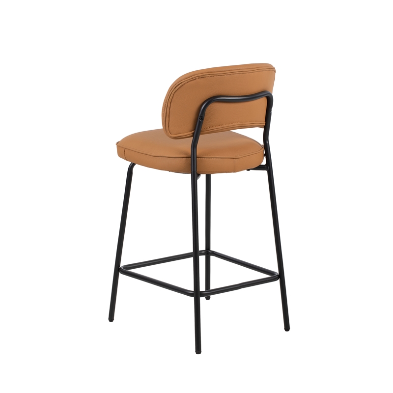 New Classic Furniture Blythe Metal/Vegan Leather Counter Chair in Orange (2 pcs)