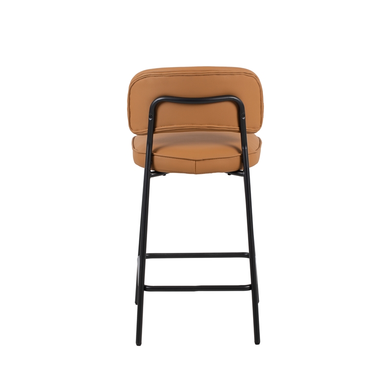 New Classic Furniture Blythe Metal/Vegan Leather Counter Chair in Orange (2 pcs)