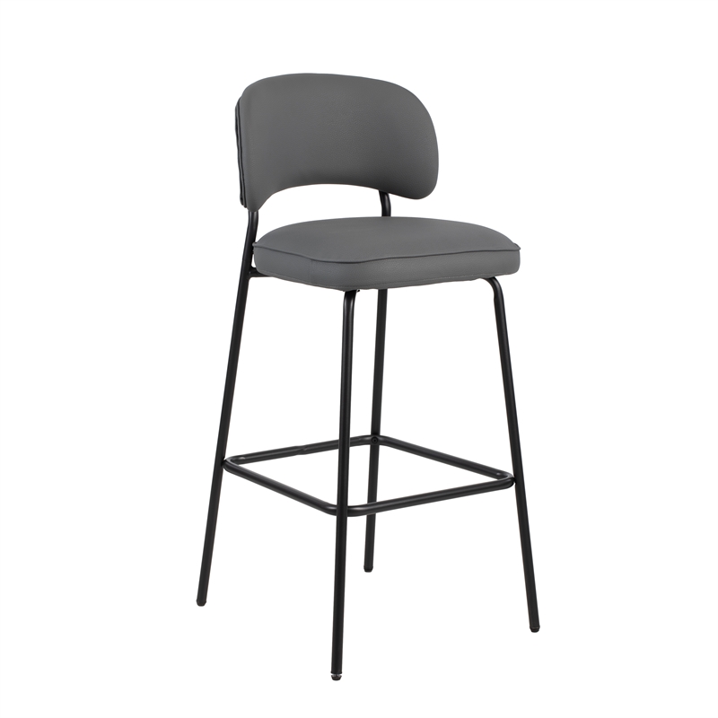 New Classic Furniture Blythe Metal/Vegan Leather Bar Chair in Gray (2 pcs)