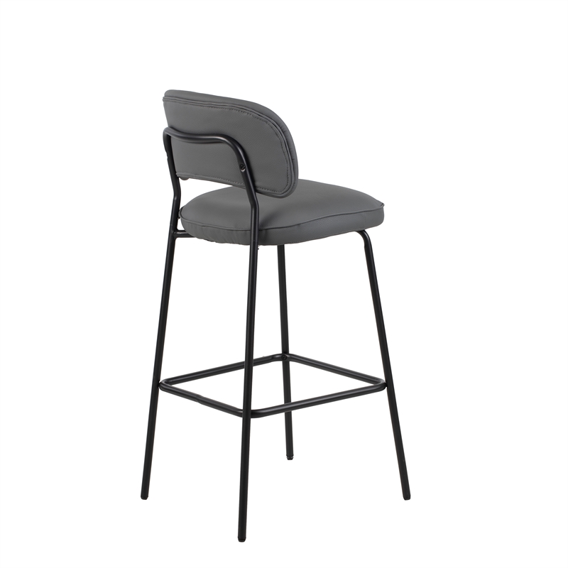 New Classic Furniture Blythe Metal/Vegan Leather Bar Chair in Gray (2 pcs)