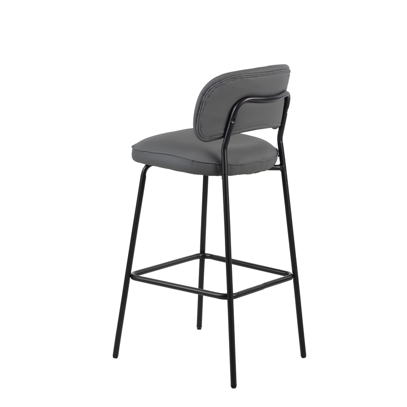 New Classic Furniture Blythe Metal/Vegan Leather Bar Chair in Gray (2 pcs)