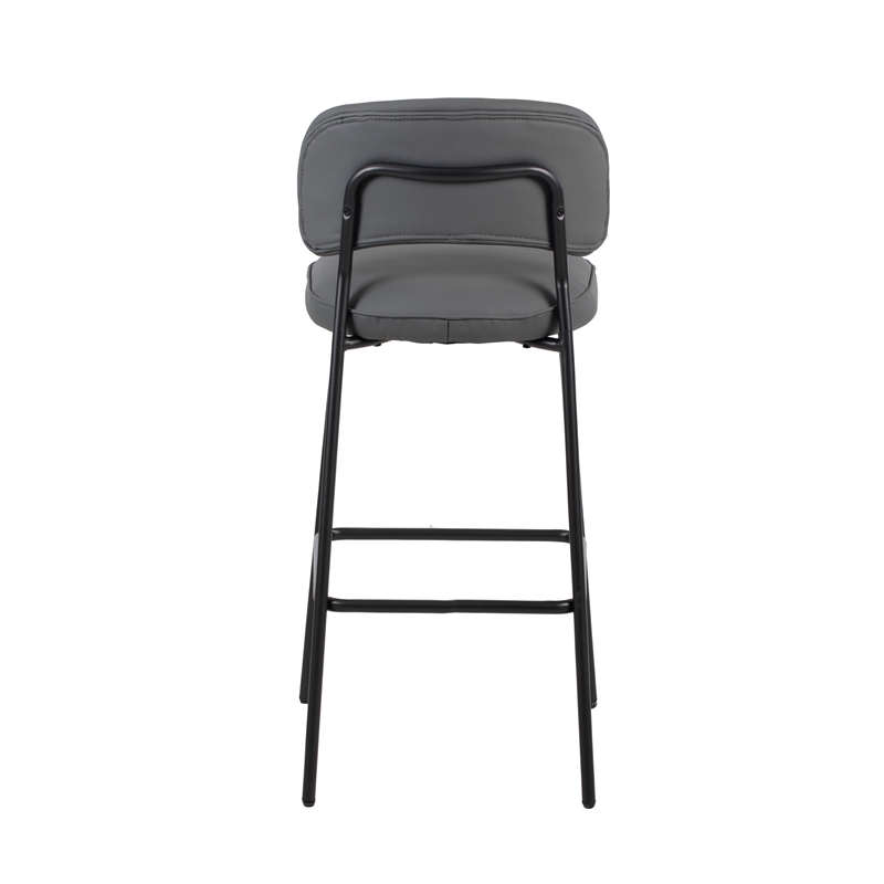 New Classic Furniture Blythe Metal/Vegan Leather Bar Chair in Gray (2 pcs)