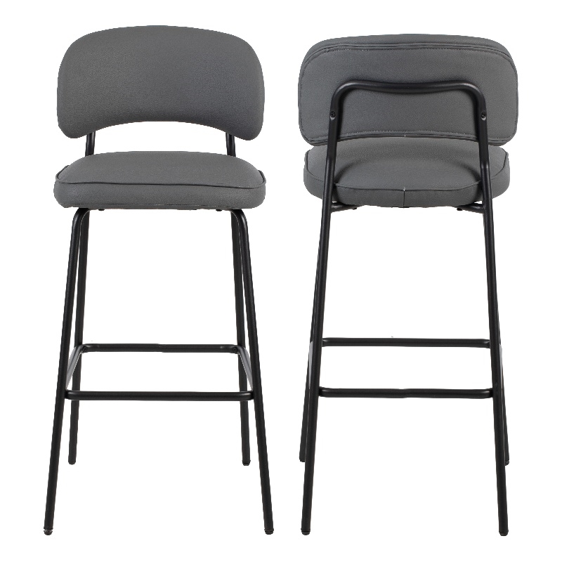 New Classic Furniture Blythe Metal/Vegan Leather Bar Chair in Gray (2 pcs)
