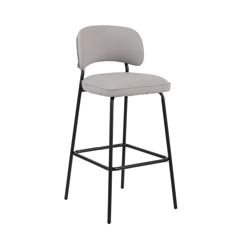 New Classic Furniture Blythe Metal/Vegan Leather Bar Chair in Ivory (2 pcs)