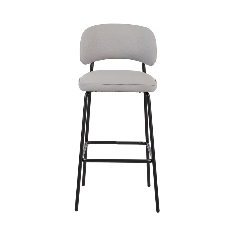 New Classic Furniture Blythe Metal/Vegan Leather Bar Chair in Ivory (2 pcs)