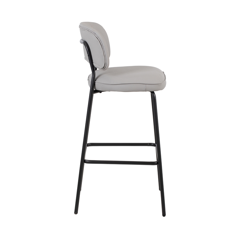 New Classic Furniture Blythe Metal/Vegan Leather Bar Chair in Ivory (2 pcs)