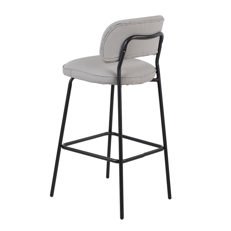 New Classic Furniture Blythe Metal/Vegan Leather Bar Chair in Ivory (2 pcs)