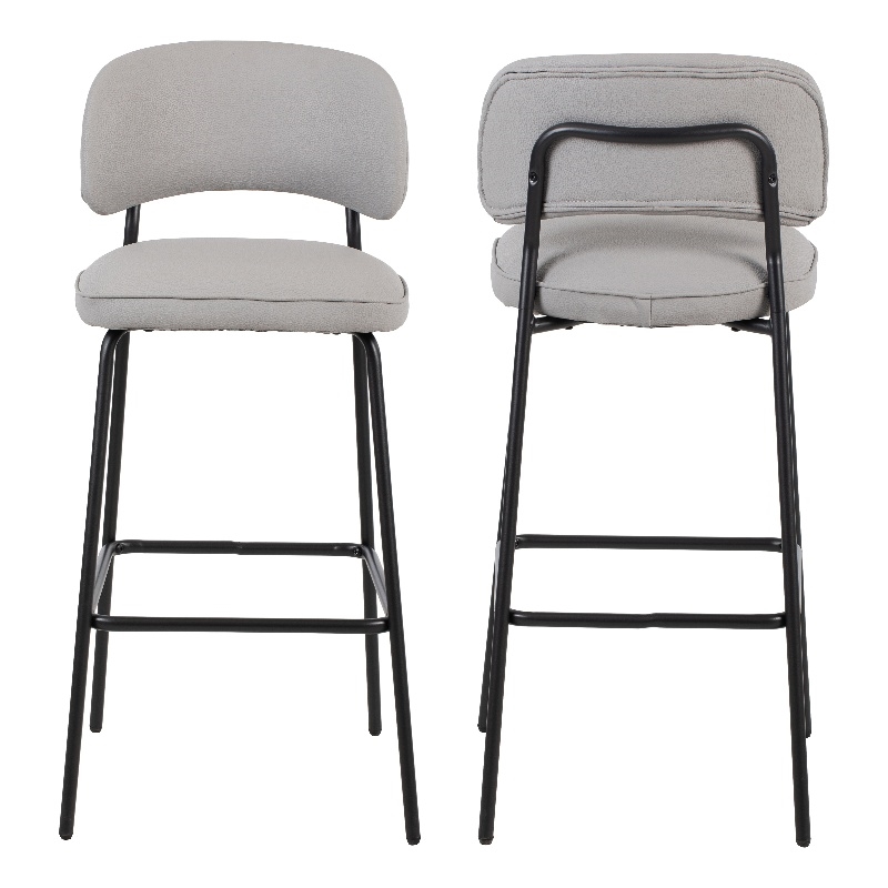 New Classic Furniture Blythe Metal/Vegan Leather Bar Chair in Ivory (2 pcs)