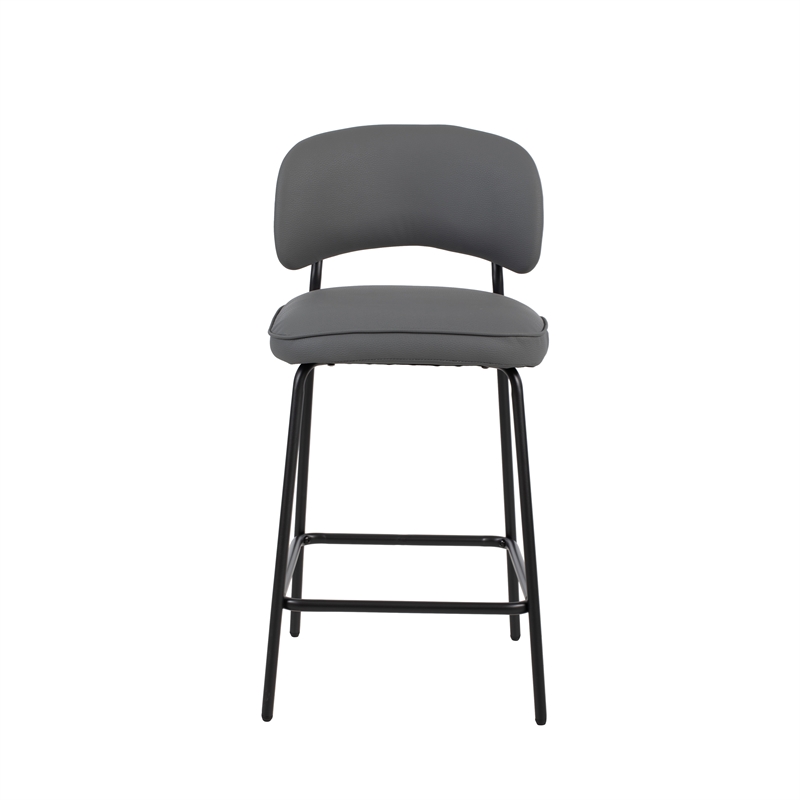 New Classic Furniture Blythe Metal/Vegan Leather Counter Chair in Gray (2 pcs)