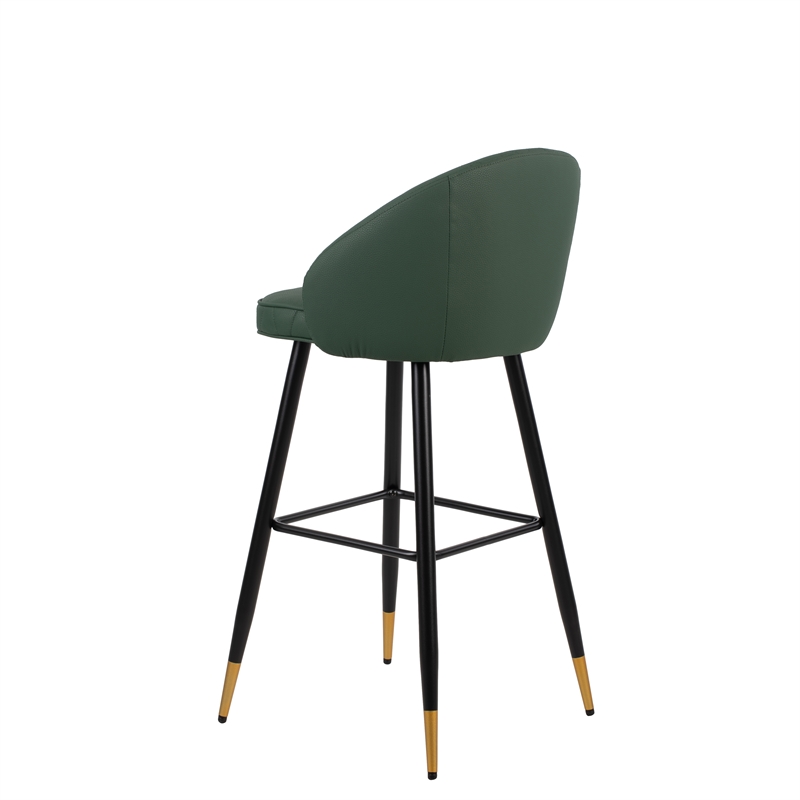 New Classic Furniture Oliver Metal/Vegan Leather Bar Chair in Green (Set of 2)