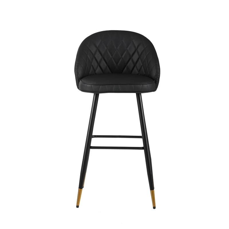 New Classic Furniture Oliver Metal/Vegan Leather Bar Chair in Black (Set of 2)