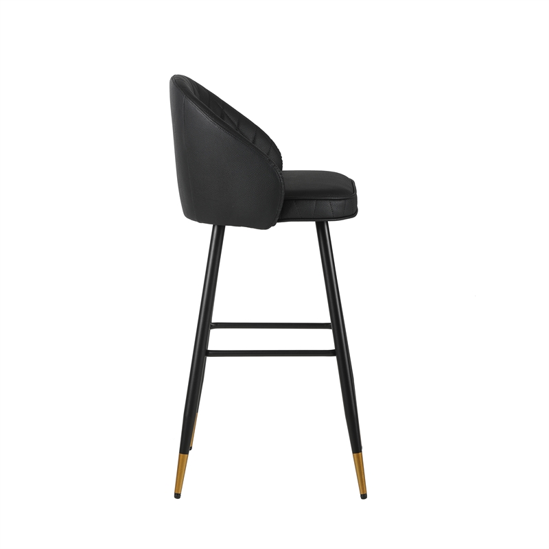 New Classic Furniture Oliver Metal/Vegan Leather Bar Chair in Black (Set of 2)