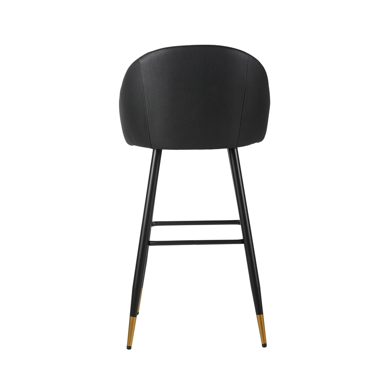 New Classic Furniture Oliver Metal/Vegan Leather Bar Chair in Black (Set of 2)