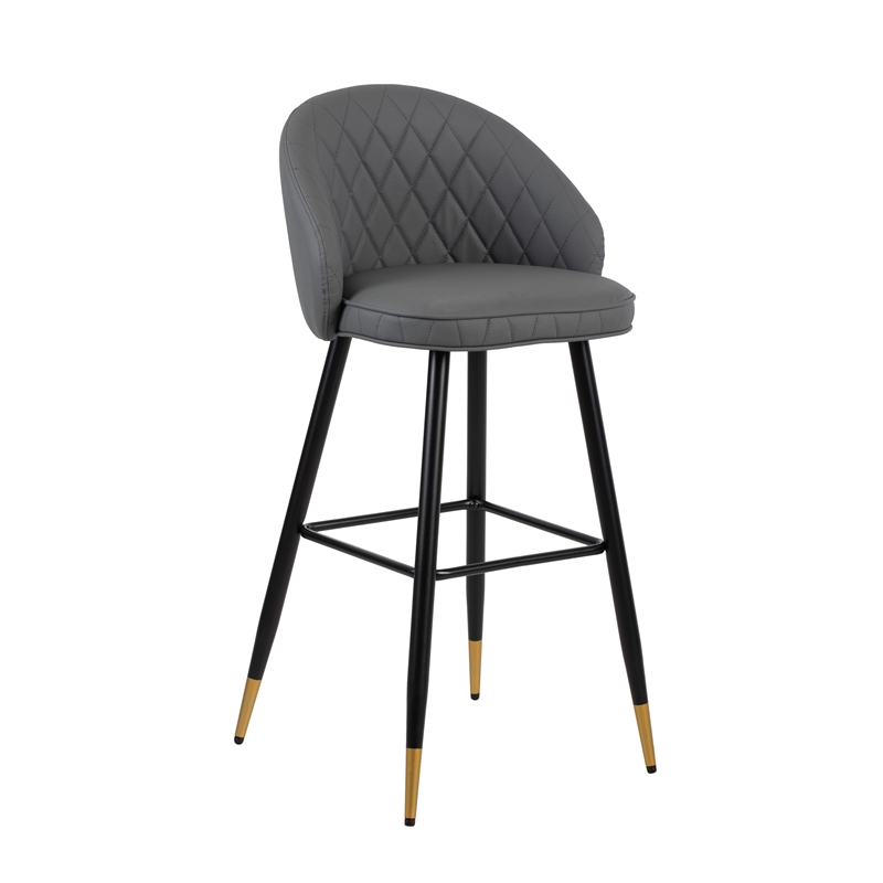 New Classic Furniture Oliver Metal/Vegan Leather Bar Chair in Gray (Set of 2)