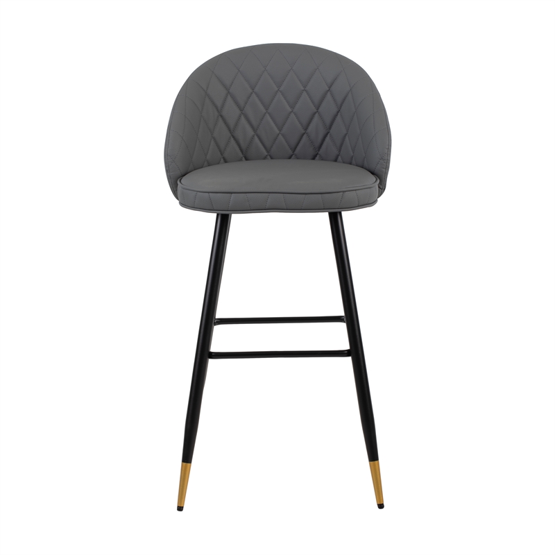 New Classic Furniture Oliver Metal/Vegan Leather Bar Chair in Gray (Set of 2)
