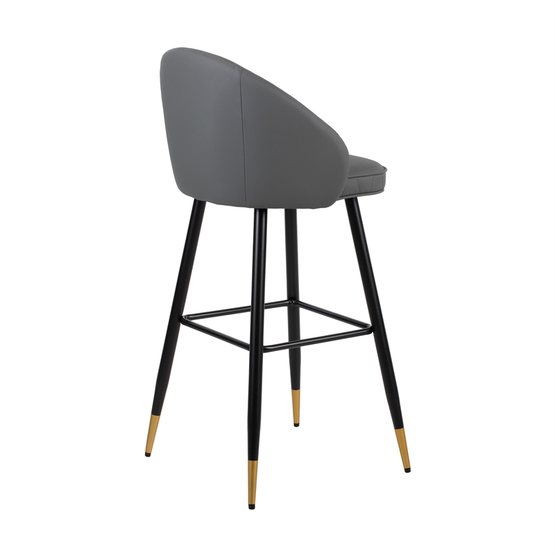 New Classic Furniture Oliver Metal/Vegan Leather Bar Chair in Gray (Set of 2)