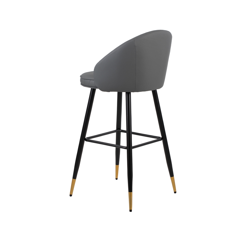 New Classic Furniture Oliver Metal/Vegan Leather Bar Chair in Gray (Set of 2)