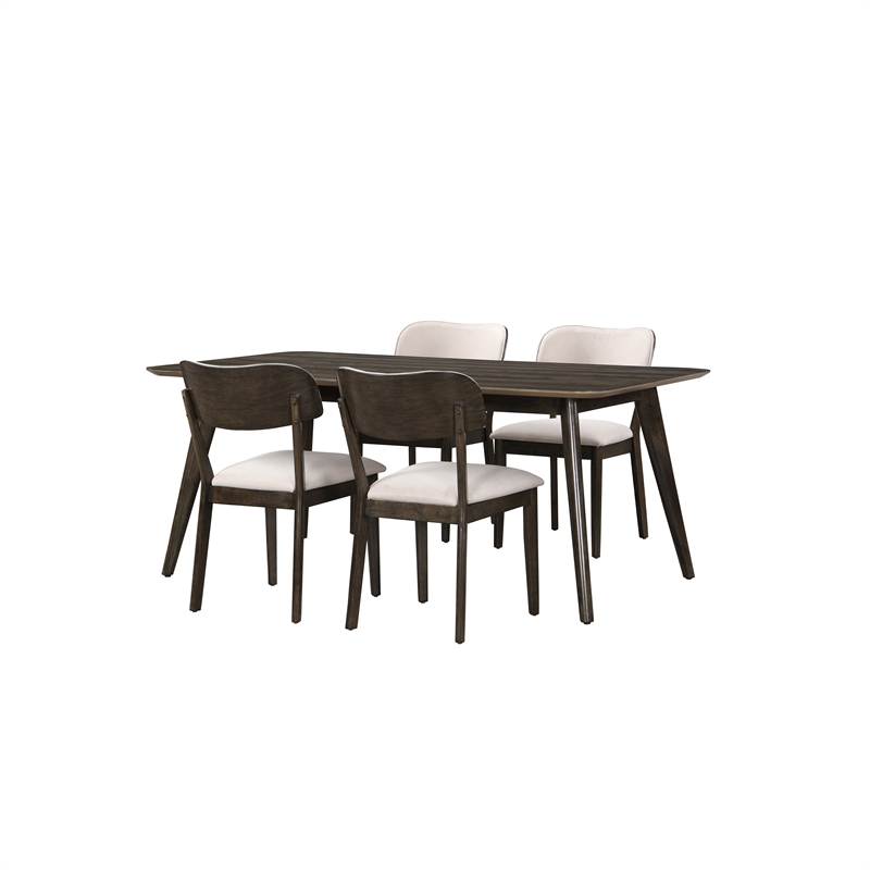 New Classic Furniture Rex 5-Piece Wood Rectangle Dining Set in Walnut