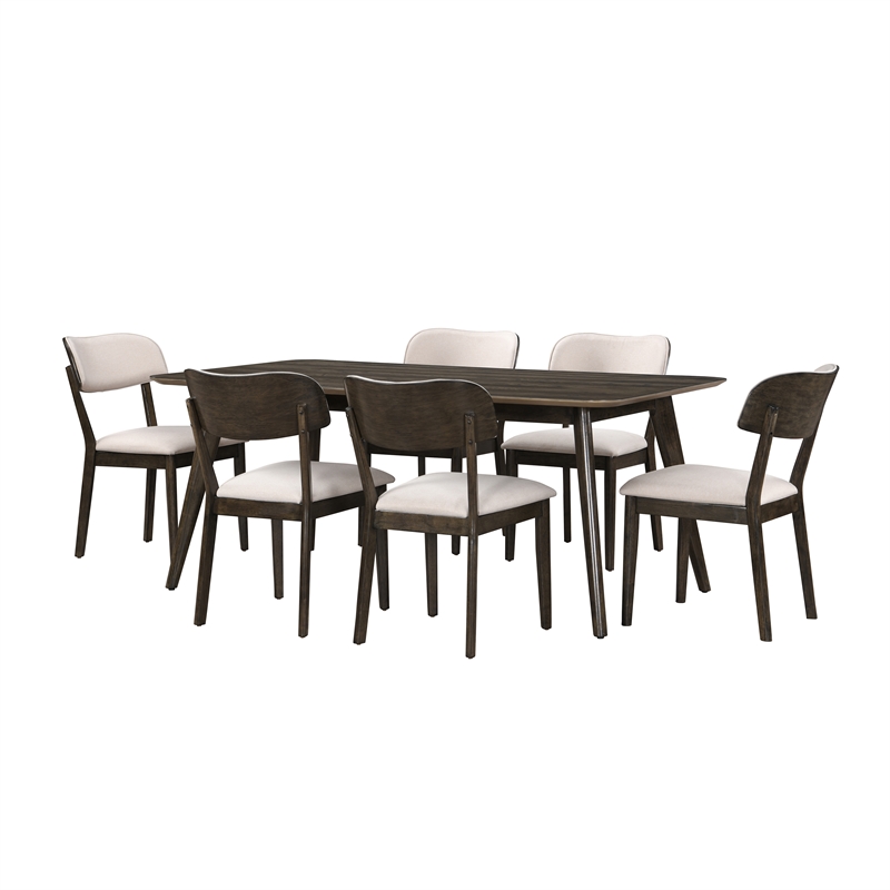 New Classic Furniture Rex 7-Piece Wood Rectangle Dining Set in Walnut