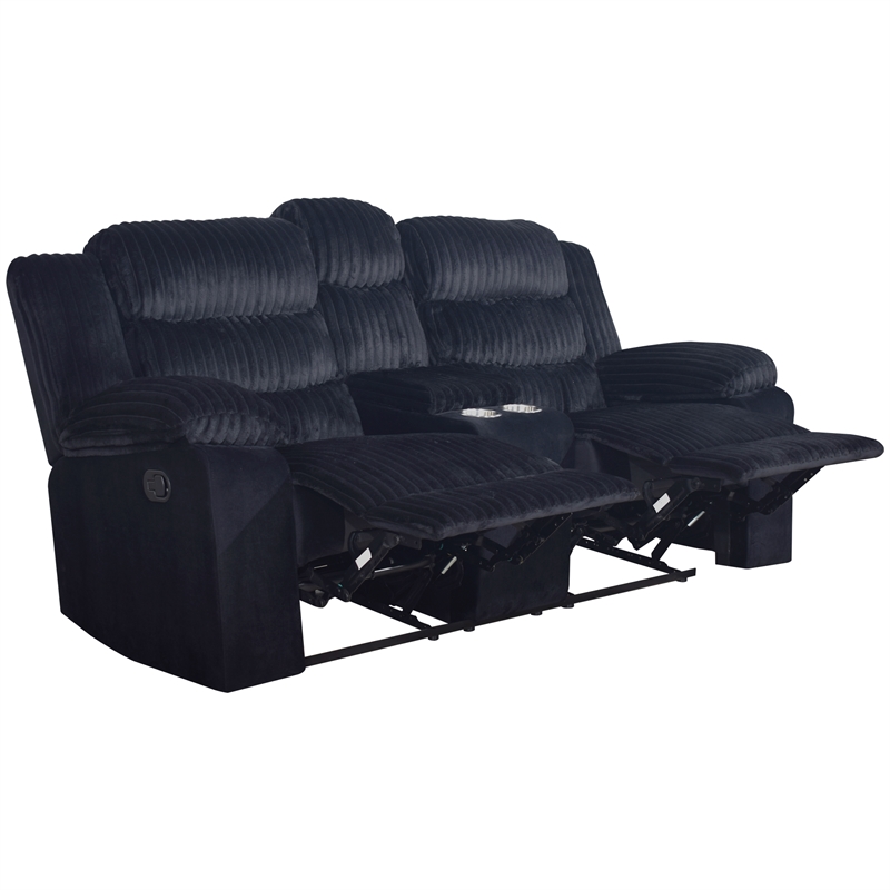 New Classic Furniture Willow 3-Piece Wood & Fabric Living Room Set in Black