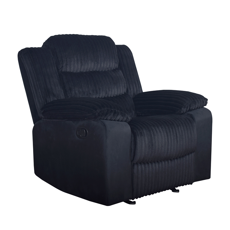 New Classic Furniture Willow 3-Piece Wood & Fabric Living Room Set in Black