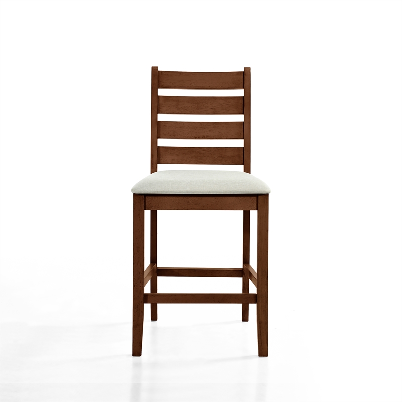 New Classic Furniture Pascal Wood Counter Chair in Walnut (Set of 2)