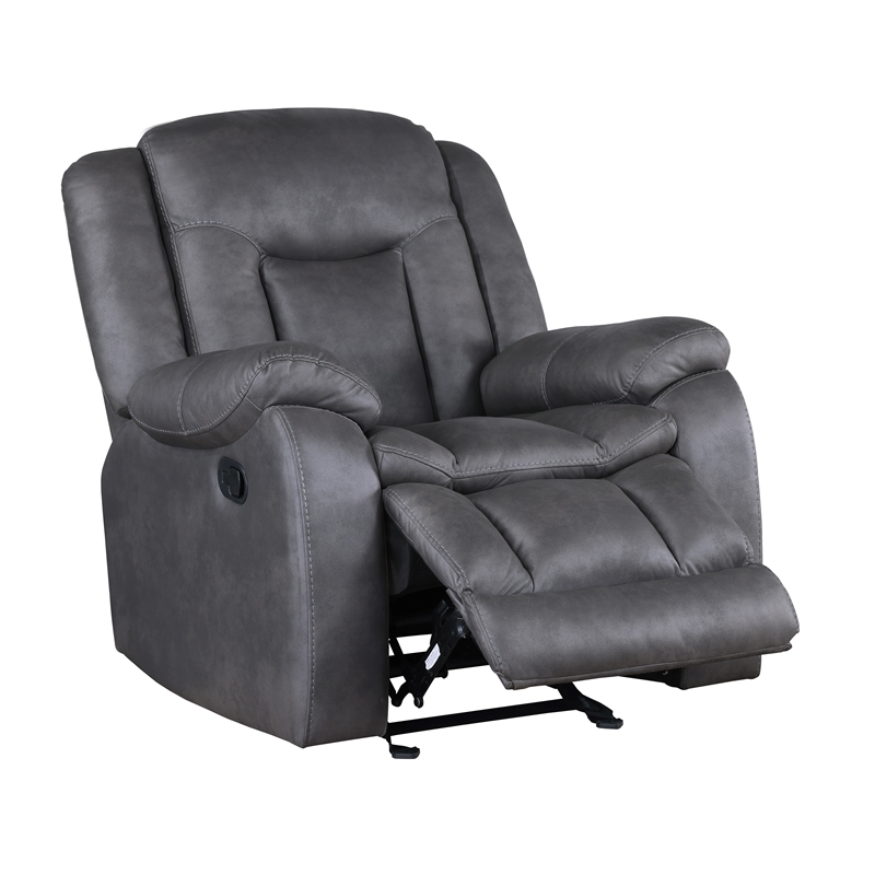 New Classic Furniture Morello Fabric Upholstered Manual Glider Recliner in Gray