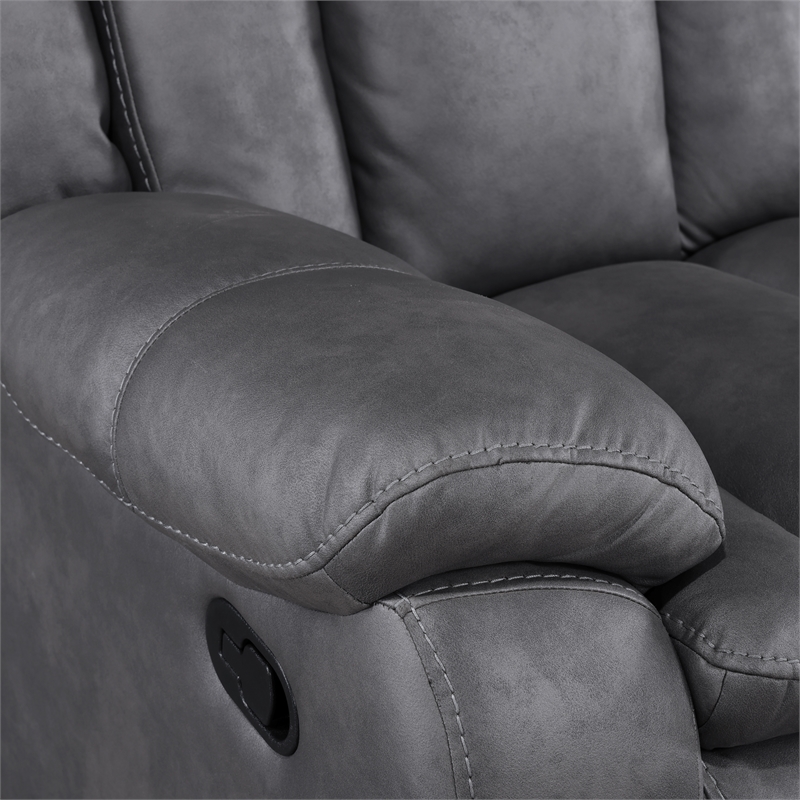 New Classic Furniture Morello Fabric Upholstered Manual Glider Recliner in Gray