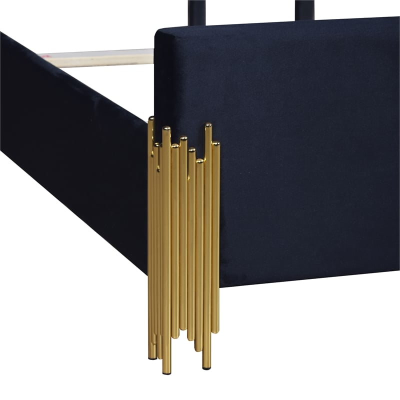 New Classic Furniture Empire Wood and Velvet Fabric King Bed in Black