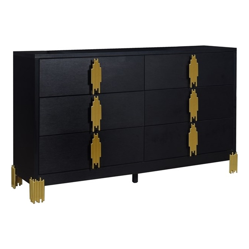 New Classic Furniture Empire Wood Contemporary 6-Drawer Dresser in Black