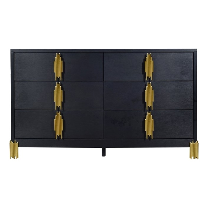 New Classic Furniture Empire Wood Contemporary 6-Drawer Dresser in Black