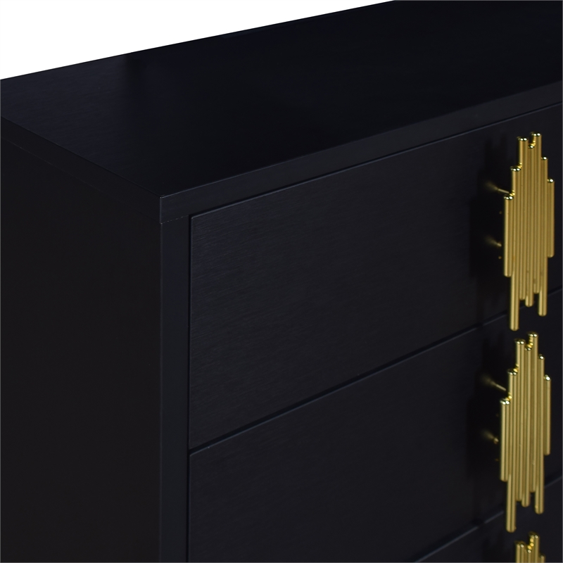 New Classic Furniture Empire Wood Contemporary 6-Drawer Dresser in Black