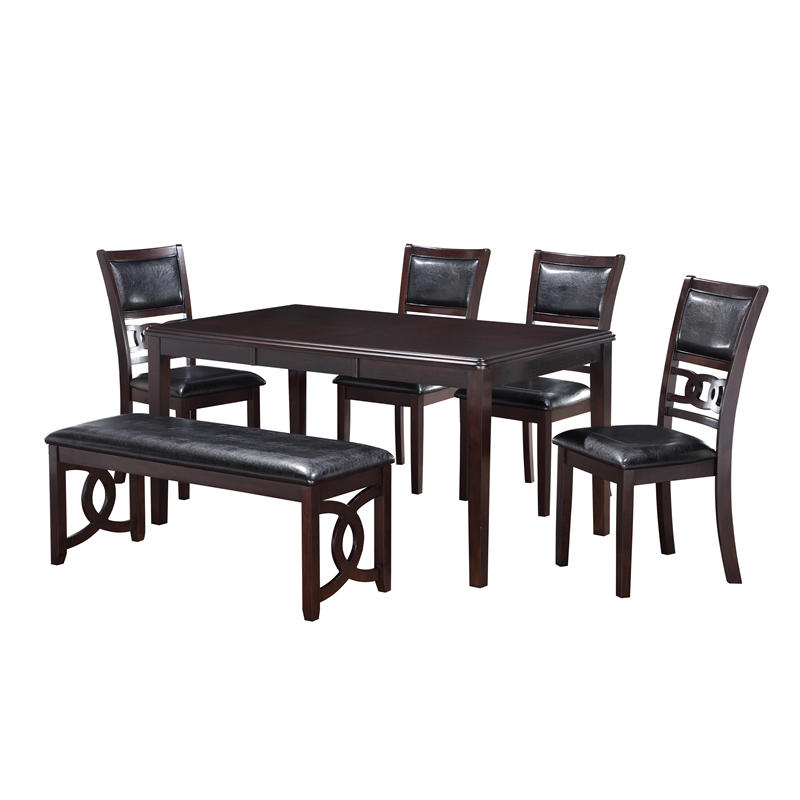 New Classic Furniture Gia 6-Piece Wood Dining Table Set in Ebony