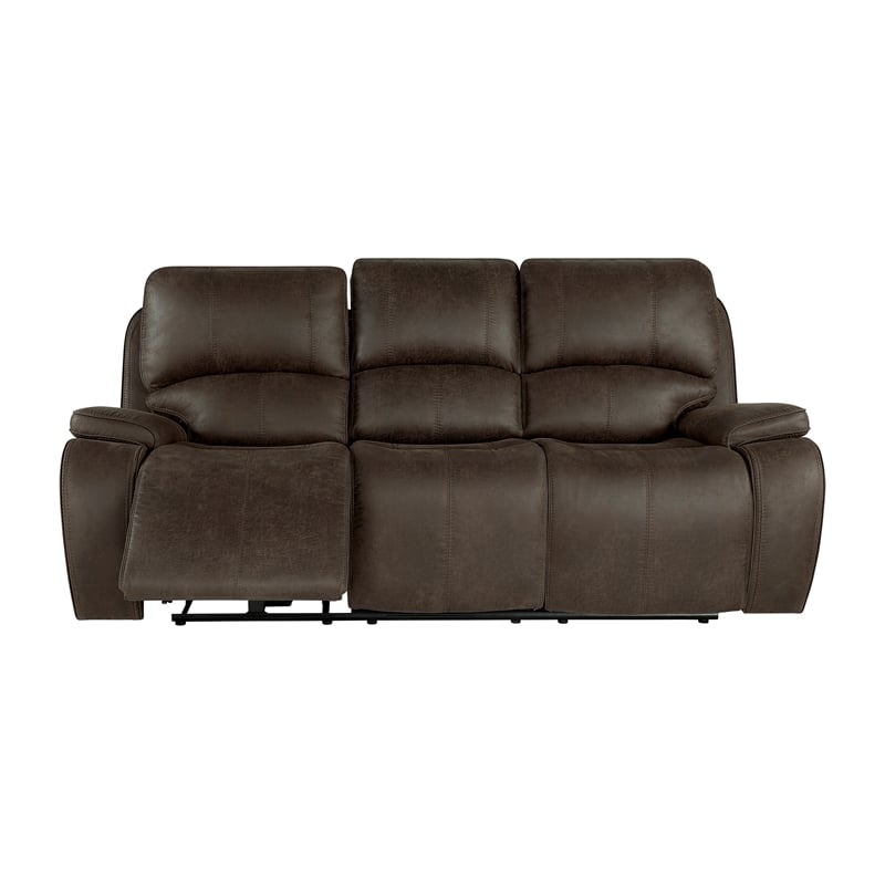 New Classic Furniture Brookings 3 Pcs Fabric Power Reclining Living Set in Brown