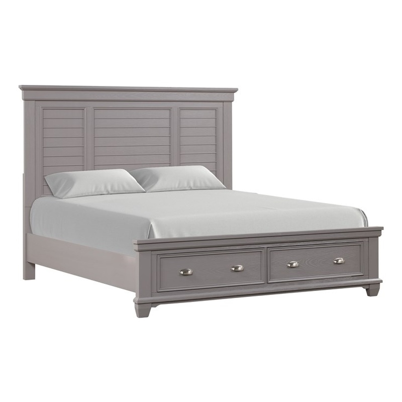 New Classic Furniture Jamestown Wood California King Bed with Storage in Gray