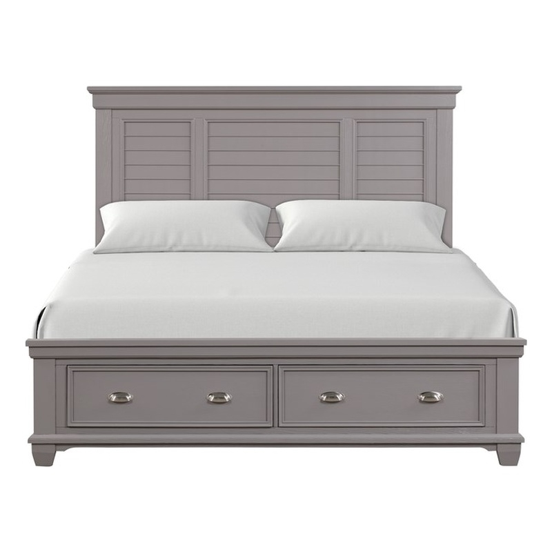 New Classic Furniture Jamestown Wood California King Bed with Storage in Gray