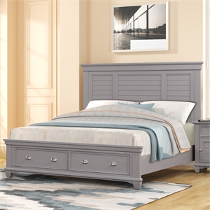 New Classic Furniture Jamestown Wood California King Bed with Storage in Gray
