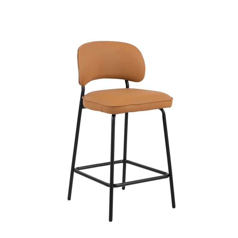 New Classic Furniture Blythe Vegan Leather Counter Chair in Orange (Set of 4)