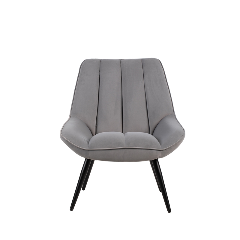 New Classic Furniture Astrid Velvet Upholstered Accent Chair in Gray (Set of 2)