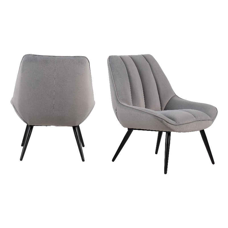 New Classic Furniture Astrid Velvet Upholstered Accent Chair in Gray (Set of 2)