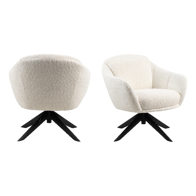 New Classic Furniture Fleming Fabric Swivel Lounge Chair in Ivory (Set of 2)