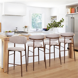 New Classic Furniture Royce Metal and Fabric Bar Chair in Toast/Brown (Set of 4)