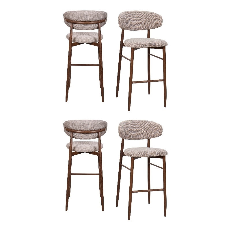 New Classic Furniture Royce Metal and Fabric Bar Chair in Toast/Brown (Set of 4)