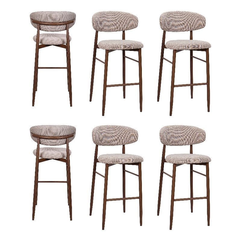 New Classic Furniture Royce Metal and Fabric Bar Chair in Toast/Brown (Set of 6)